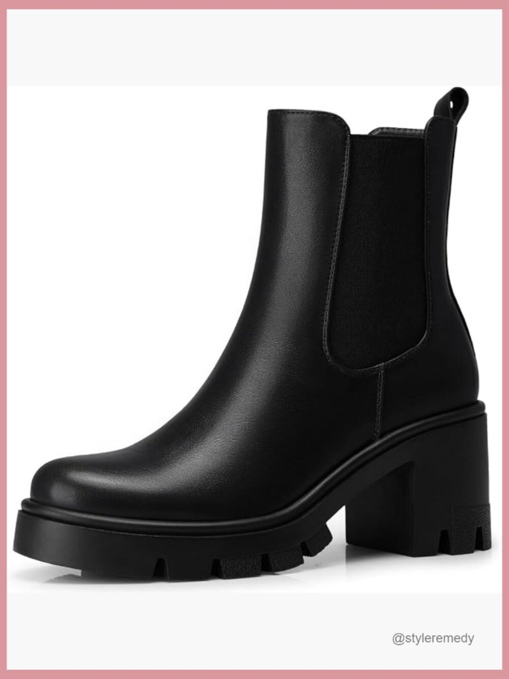 Women Chelsea Ankle Boots Chunky Heels Fashion Platform Booties for Work Night